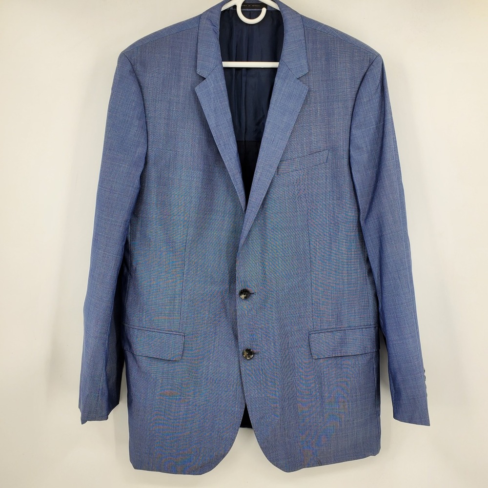 Hugo Boss Blue Silk‎ Wool Blazer Sport Coat Men's 44L Career Formal Sport Jacket